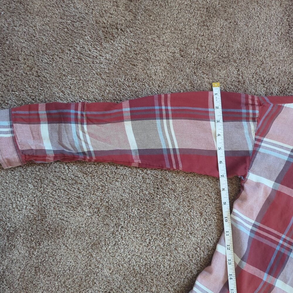 PrAna Button Down Plaid Lightweight Flannel Shirt Maroon Size XS - Picture 7 of 8